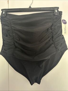 Shapermint High Waist Black Ruched Bikini Bottom
